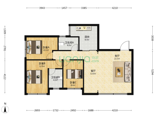 泽京铂宸 3室2厅2卫 99平方