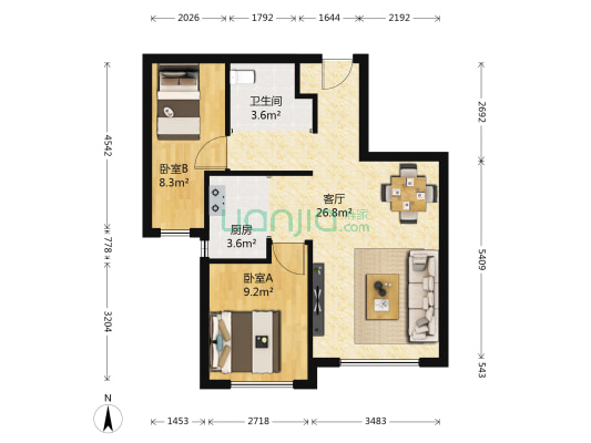 万科香湖盛景 2室1厅1卫 75平方