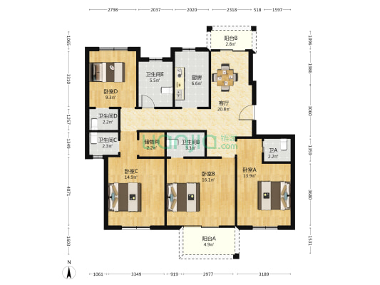 沁乐佳苑 4室1厅5卫 143平方