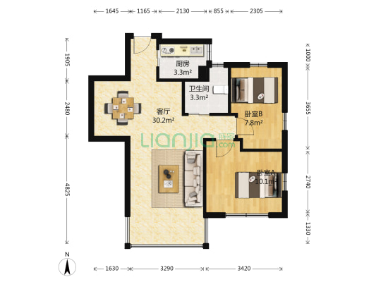 五羊小区 2室1厅1卫 76平方