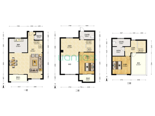 远洋湖墅 2室1厅4卫 168平方