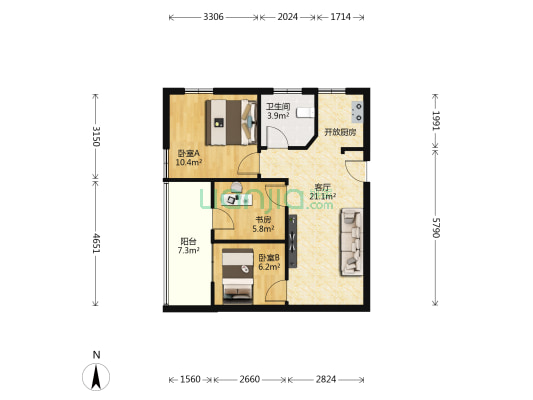 城市森林 3室1厅1卫 77平方