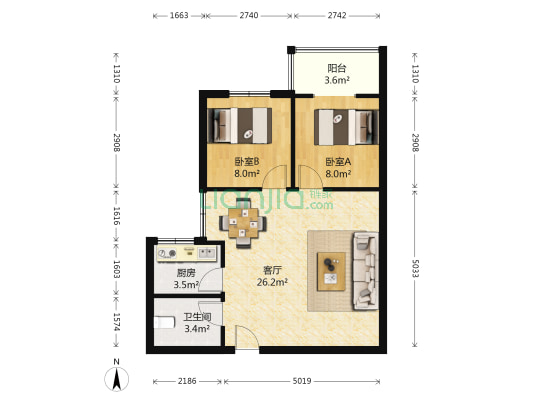 佳家SPORT 2室1厅1卫 74平方