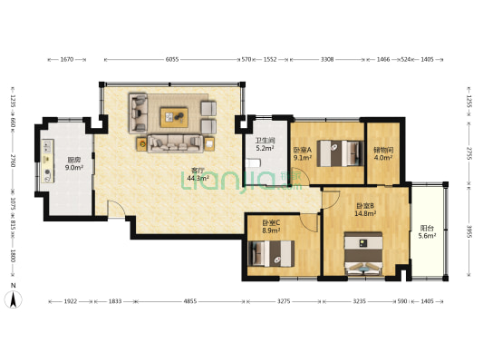 诚信商厦 3室1厅1卫 144平方
