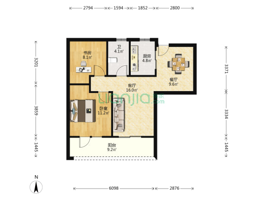 紫珺兰园 2室2厅1卫 84平方