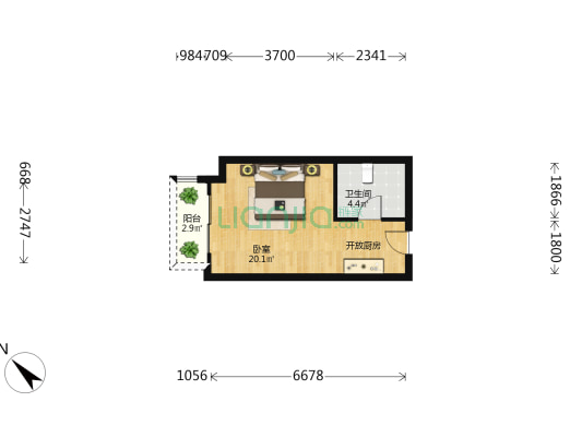 南国悦公馆 1室0厅1卫 42平方