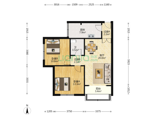 银龙北区 2室1厅1卫 79平方