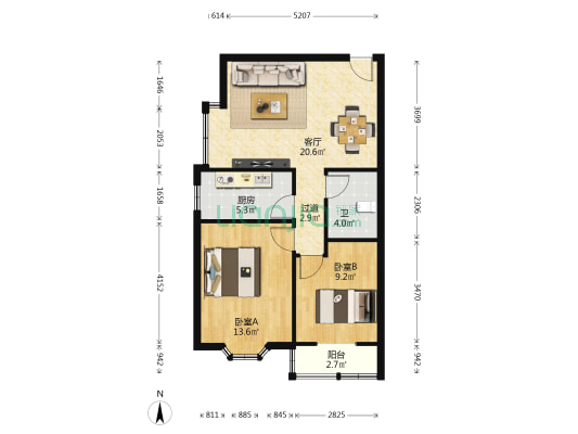 启馨园 2室1厅1卫 78平方