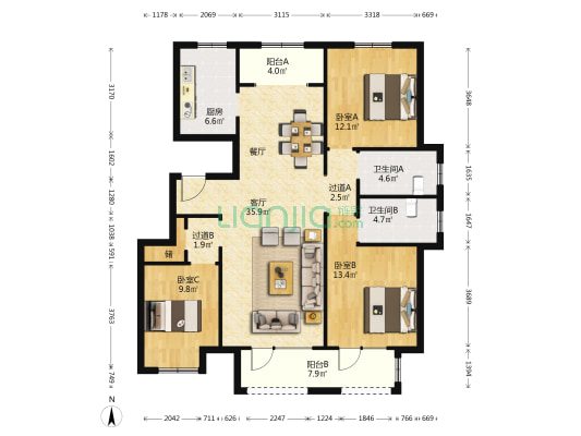 广润·熙悦 3室1厅2卫 131平方