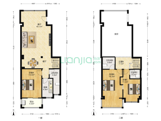禹洲高HOUSE 3室1厅3卫 90平方