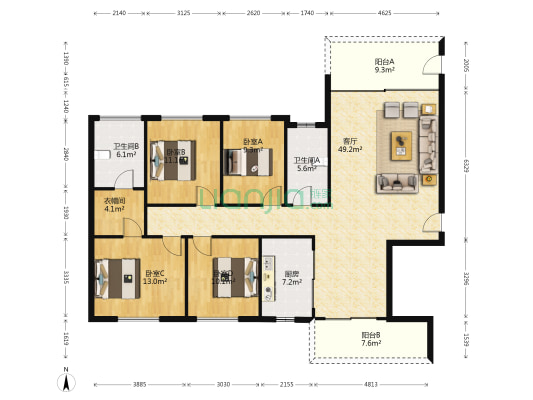 中信红树湾北区 4室1厅2卫 154平方