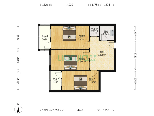 经五路190和244号 3室1厅1卫 79平方