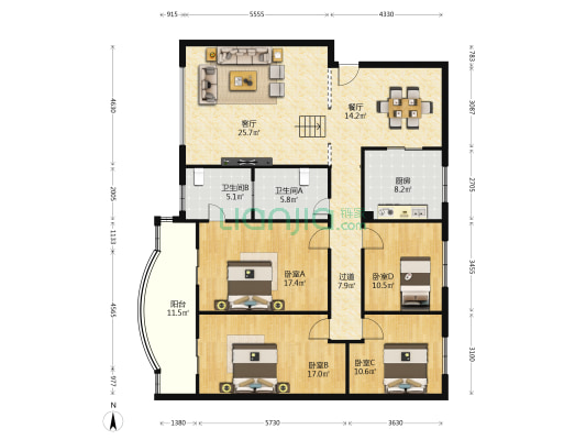 新疆石油花园二期 4室2厅2卫 152平方