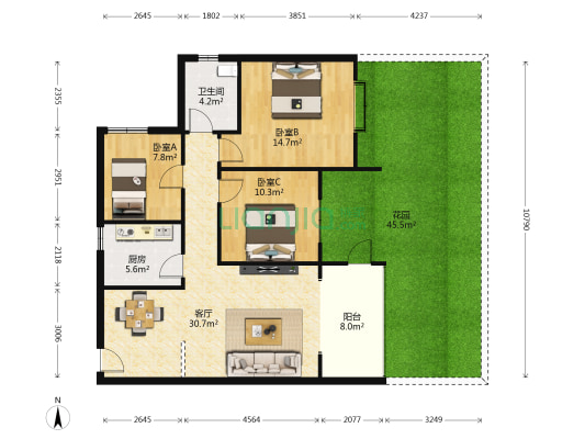 瑞能国际光伏科技园 3室1厅1卫 86平方