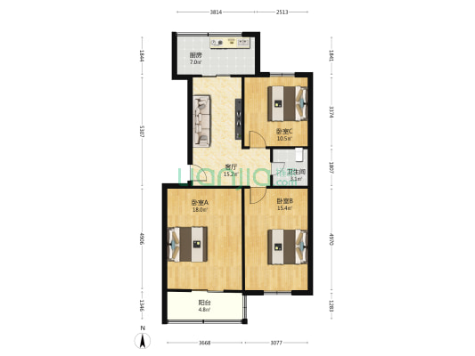 省钢铁炉料家属院 3室1厅1卫 86平方