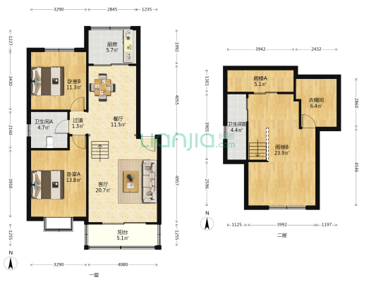 新水桥公寓 2室2厅2卫 87平方