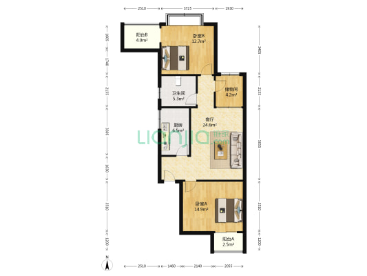 锦隆阳光都市 2室1厅1卫 88平方
