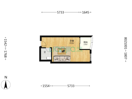 和苑 1室0厅1卫 35平方