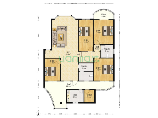 双兴名居 4室1厅2卫 189平方