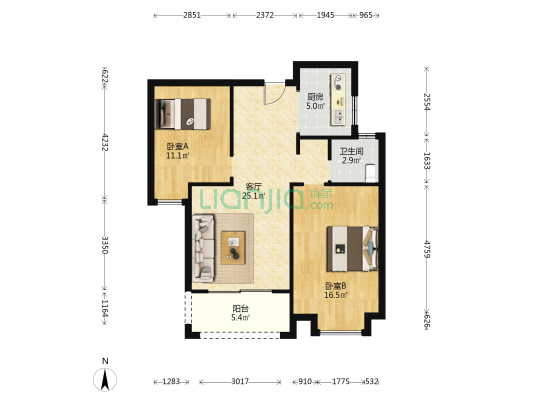 普罗旺斯小镇 2室1厅1卫 83平方