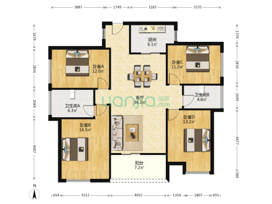 梵高的花园 4室1厅2卫 131平方