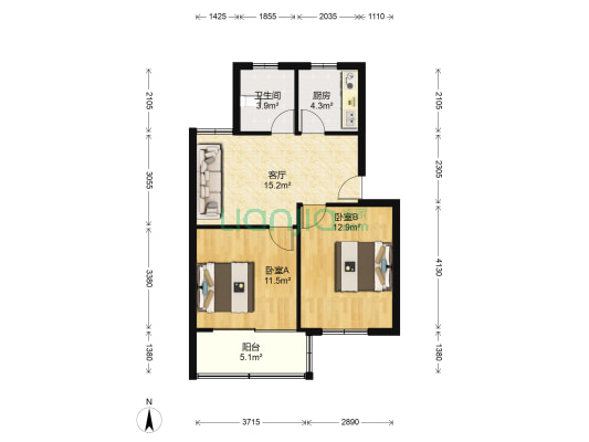 西横河新村二区 2室1厅1卫 73平方