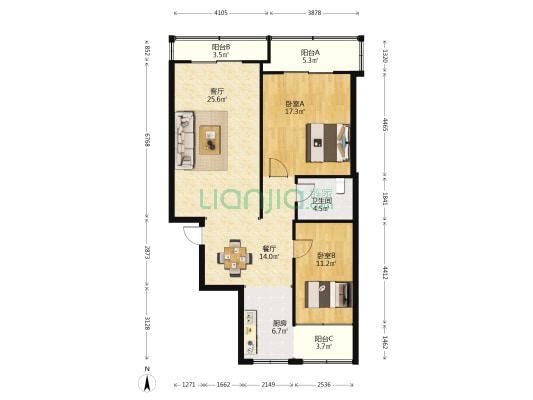 三清山西大道22号 2室2厅1卫 106平方