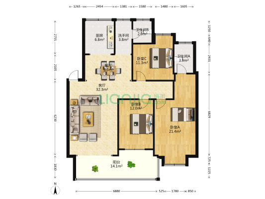 滨水·新境界 3室2厅3卫 126平方