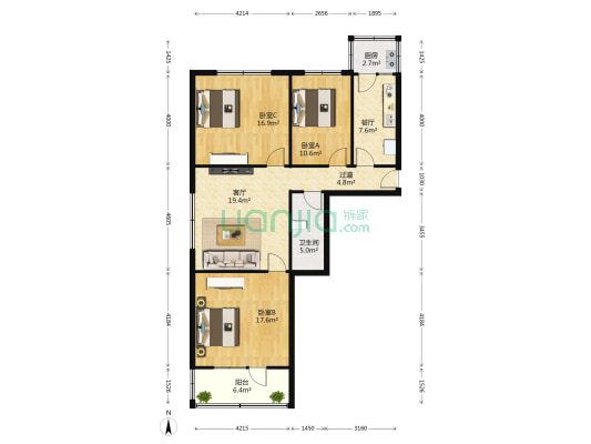 华祥里 3室2厅1卫 105平方