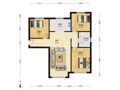 南北通透三居 F户型 毛坯 东边户 明卫 中间层-涿州高铁新干线户型图