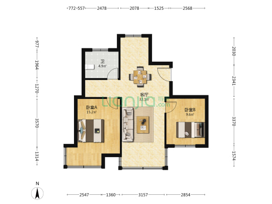 年丰新村 2室1厅1卫 91平方