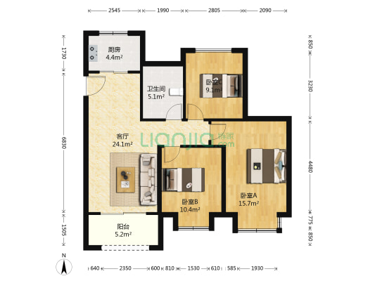 和徽苑 3室1厅1卫 96平方