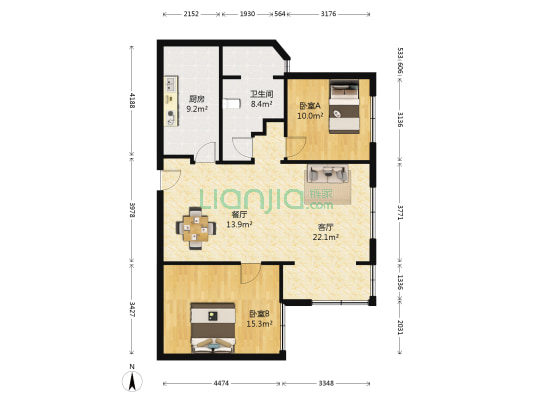 富源公寓 2室2厅1卫 107平方