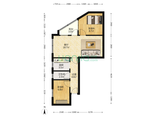 供水局宿舍 2室1厅1卫 63平方