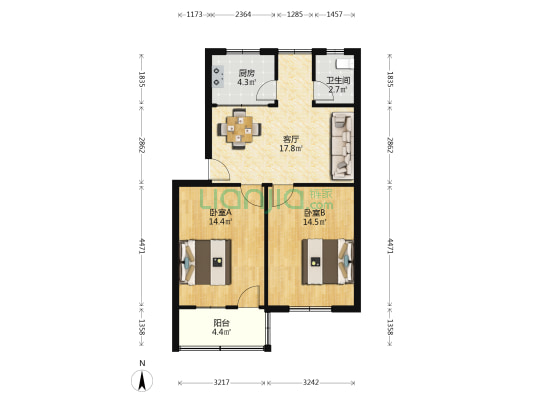 化肥厂宿舍 2室1厅1卫 69平方