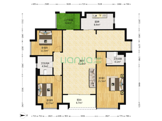 美的御海东郡·东畔岛 3室1厅2卫 139平方