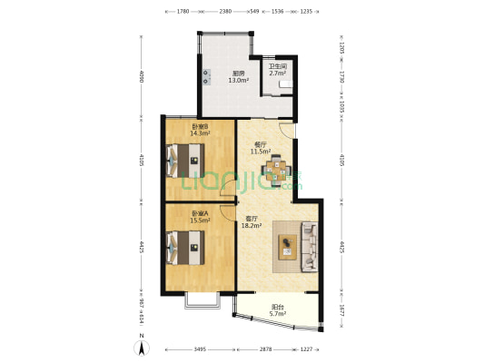 星惠佳苑 2室2厅1卫 101平方