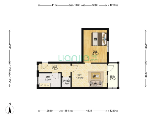 经四路384号 1室1厅1卫 54平方