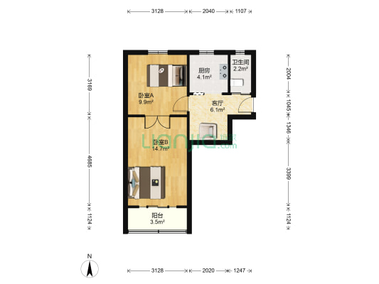 马道街 2室1厅1卫 52平方