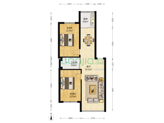 雁鸣湖山庄 2室1厅1卫 81平方