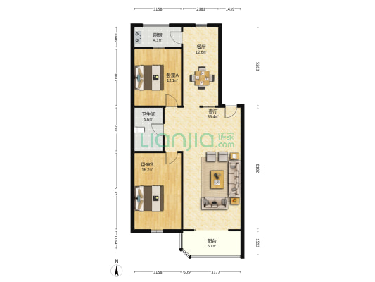 欣昌街15号 2室2厅1卫 114平方