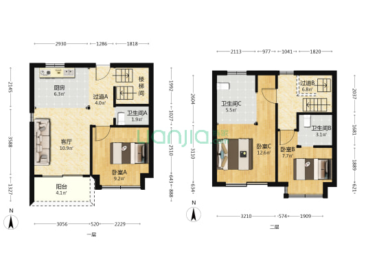 海和院 3室1厅3卫 139平方