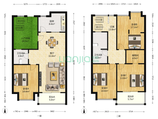 雅戈尔潇邦东区 4室1厅2卫 110平方