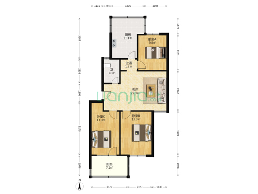 工商银行东大街支行家属楼 3室1厅1卫 92平方