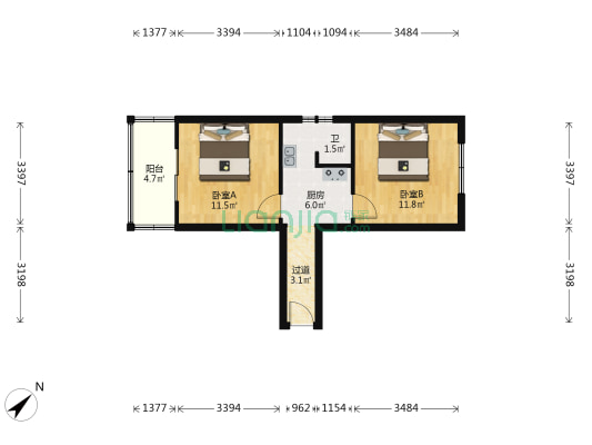 北十五道街 2室0厅1卫 50平方