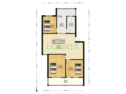 新家园(丹阳市) 3室1厅1卫 105平方