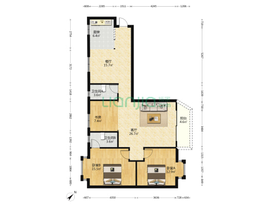 外滩一品 3室2厅2卫 114平方