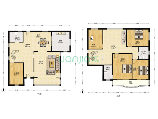绿苑别墅 4室3厅3卫 210平方