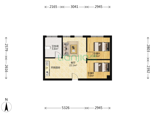 成功时大大厦 2室1厅1卫 77平方