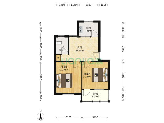 小东门新村 2室1厅1卫 57平方